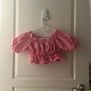 Zara Pink Puff Sleeve Crop Top